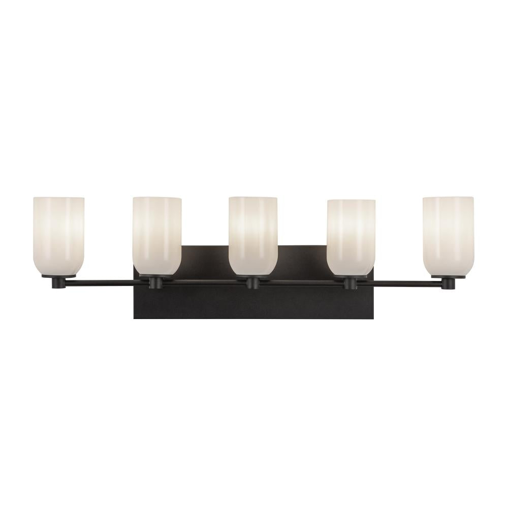Kuzco Lighting VL57732-BK/GO Nola 32-in Vanity Light Fixture, 5 Lights, Black/Glossy Opal Glass