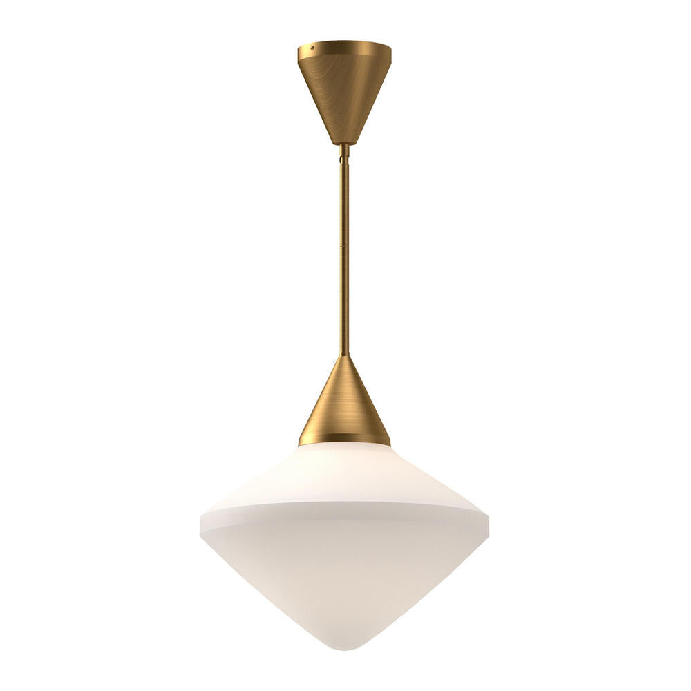 ALORA MOOD Lighting PD537714AGOP Pendant, 1 Light, Aged Gold/Opal Matte Glass