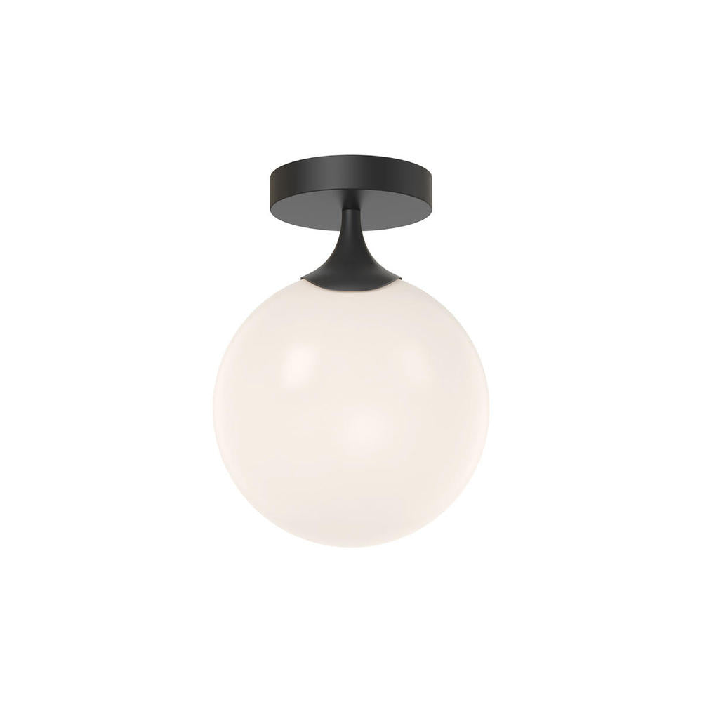 ALORA MOOD Lighting FM505108MBOP Flush Mount, UL Damp Rated, Matte Black/Opal Matte Glass
