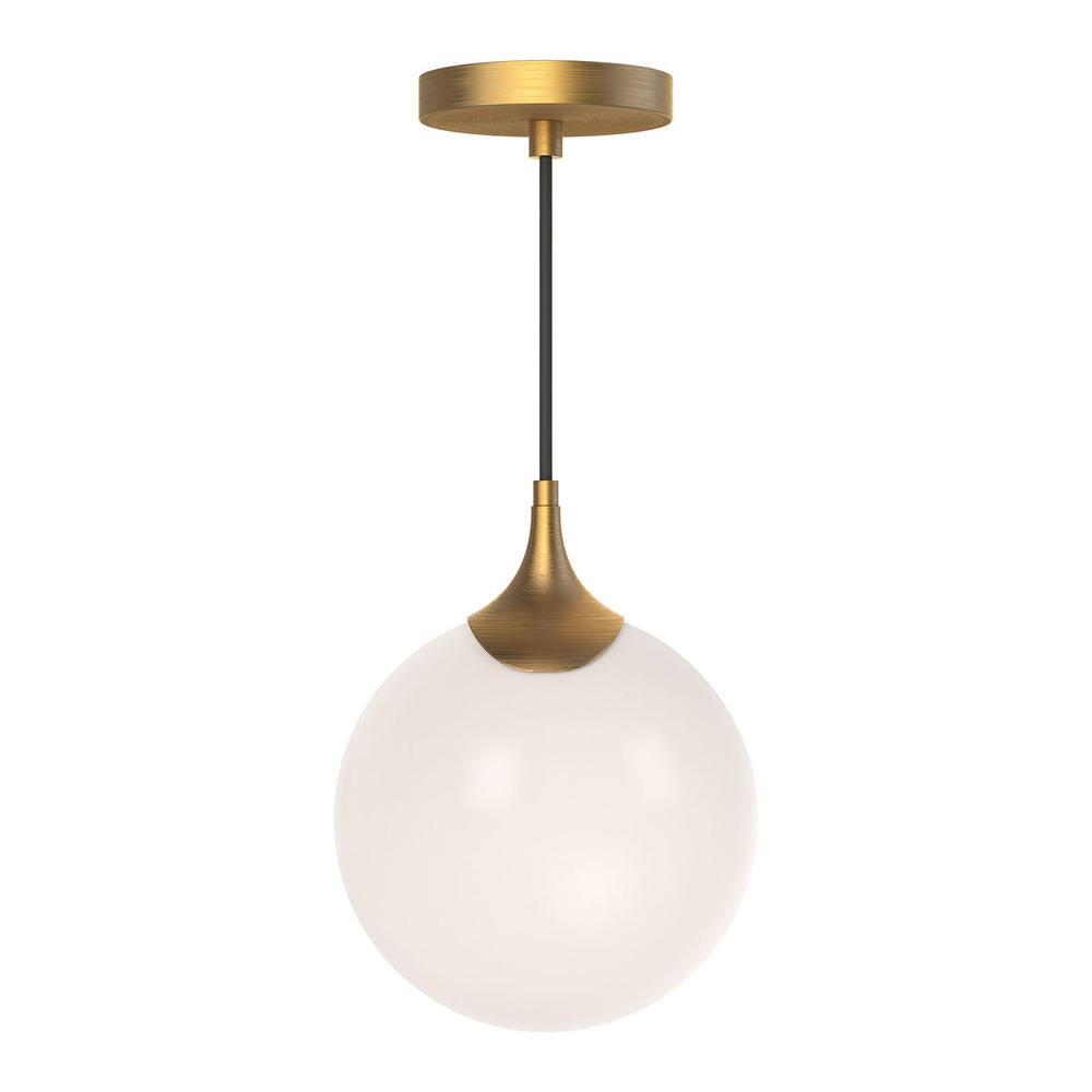 Alora Mood Lighting PD505108AGOP Pendant Light Fixture, UL Damp Rated, Aged Gold/Opal Matte Glass