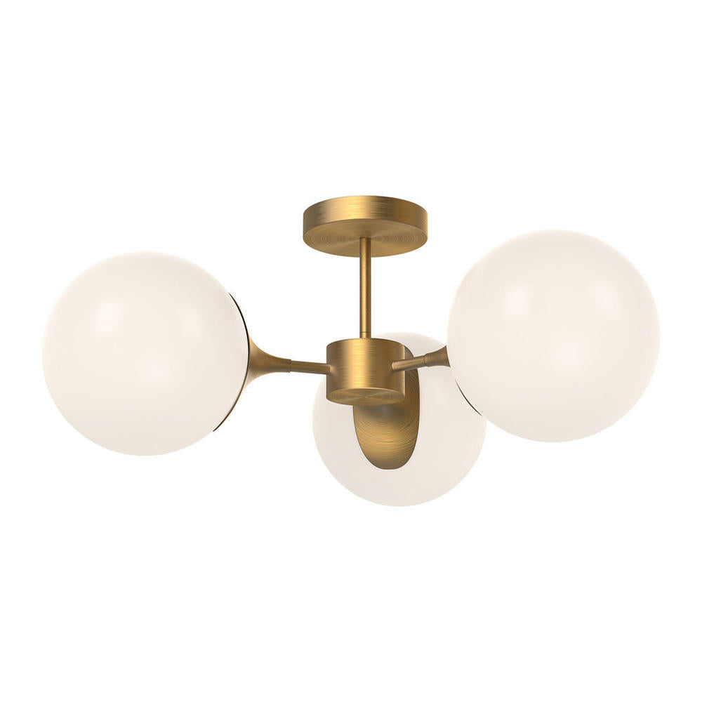 ALORA MOOD Lighting SF505326AGOP Semi Flush Mount, UL Damp Rated, Aged Gold/Opal Matte Glass