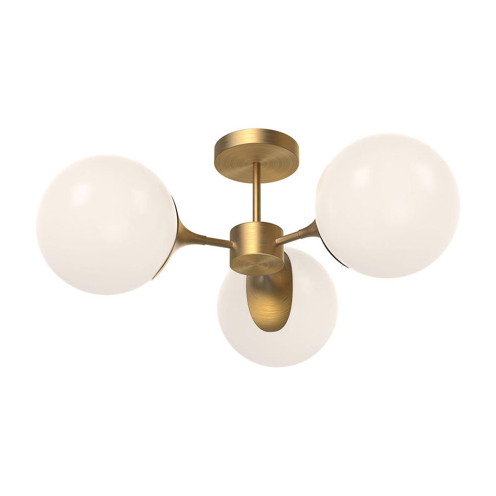 ALORA MOOD Lighting SF505326AGOP Semi Flush Mount, UL Damp Rated, Aged Gold/Opal Matte Glass
