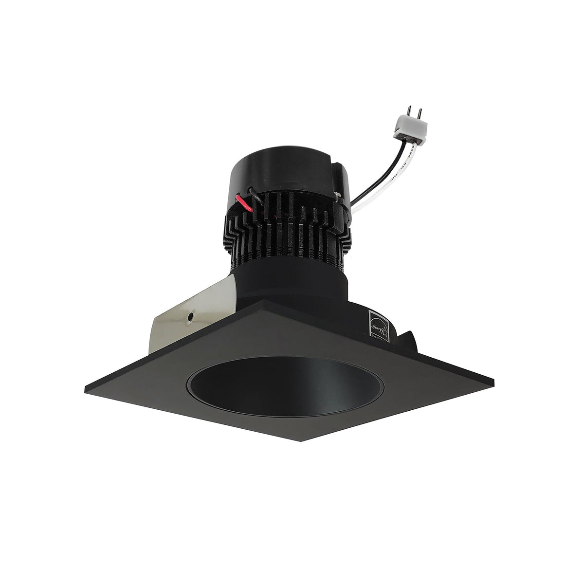 4" Pearl 12V LED Square Retrofit Reflector with Round Aperture, 1150lm / 10W, 3000K, Black Reflector / Black Flange