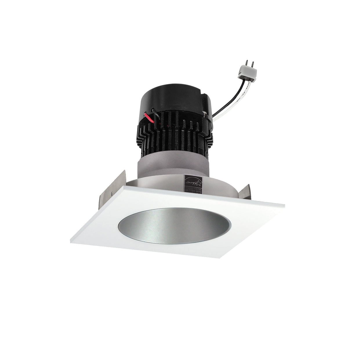 4" Pearl 12V LED Square Retrofit Reflector with Round Aperture, 1150lm / 10W, 2700K, Haze Reflector / Bright White Flange