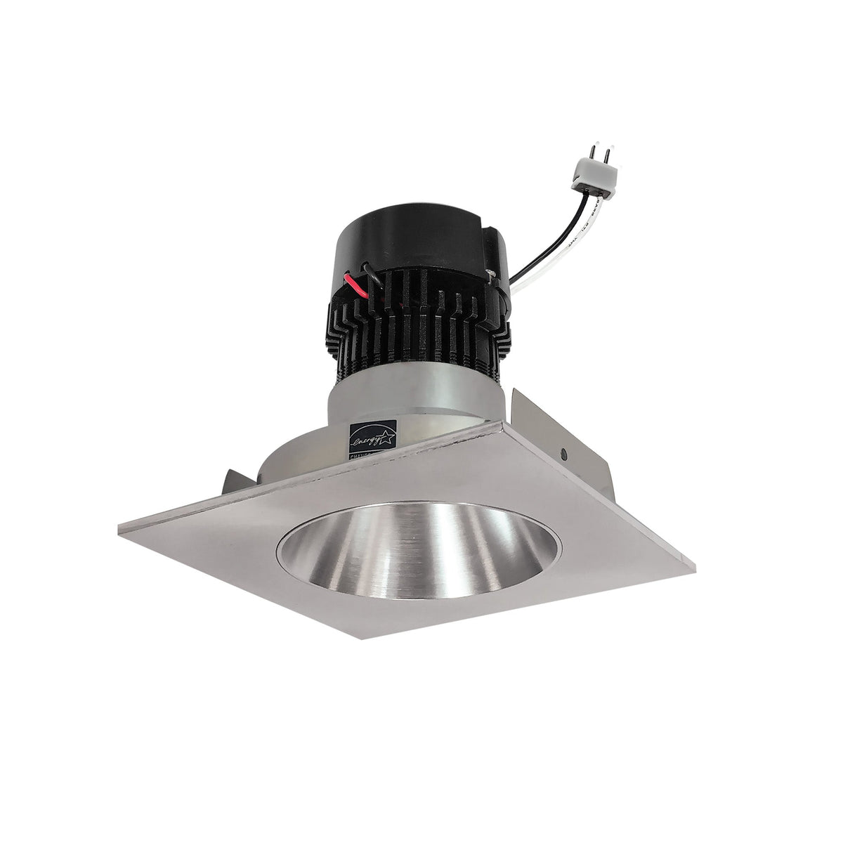 4" Pearl 12V LED Square Retrofit Reflector with Round Aperture, 700lm / 10W, Comfort Dim, Natural Metal Reflector / Natural Metal Flange