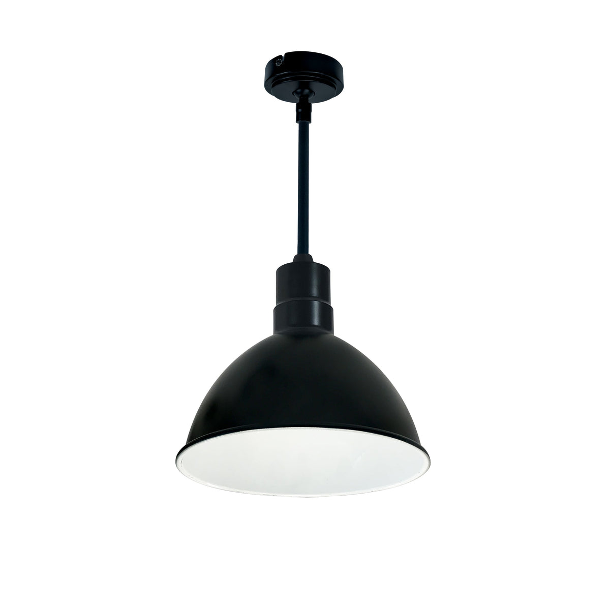 10" RLM 24" Stem Mounted LED Shade, 3000lm, 4000K, Black/White, 120V 0-10V/Triac/ELV & 277V 0-10V Dimming