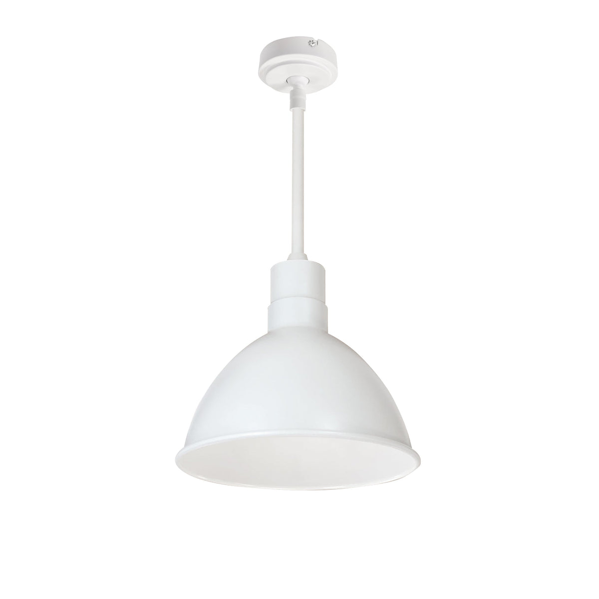 10" RLM 12" Stem Mounted LED Shade, 2000lm, 3500K, White, 120V 0-10V/Triac/ELV & 277V 0-10V Dimming