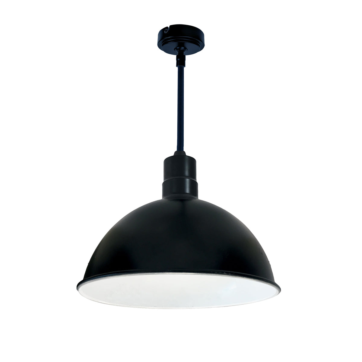 16" RLM 48" Stem Mounted LED Shade, 3800lm, 3000K, Black/White, 120V 0-10V/Triac/ELV & 277V 0-10V Dimming