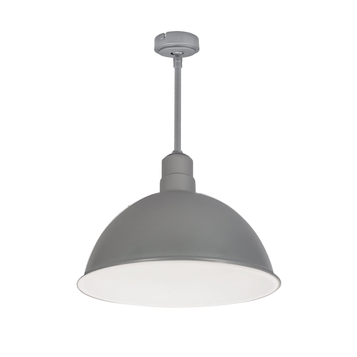 16" RLM 12" Stem Mounted LED Shade, 2500lm, 3000K, Gun Metal/White, 120V 0-10V/Triac/ELV & 277V 0-10V Dimming