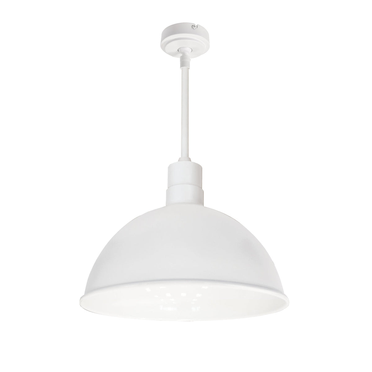 16" RLM 60" Stem Mounted LED Shade, 2500lm, 4000K, White, 120V 0-10V/Triac/ELV & 277V 0-10V Dimming