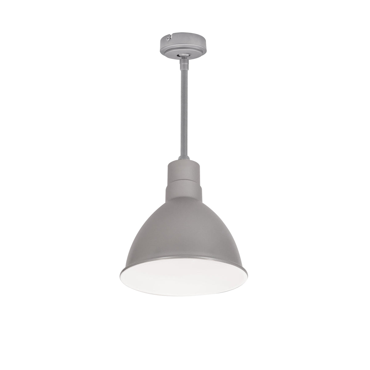 8" RLM 24" Stem Mounted LED Shade, 1200lm, 3000K, Gun Metal/White, 120V 0-10V/Triac/ELV & 277V 0-10V Dimming