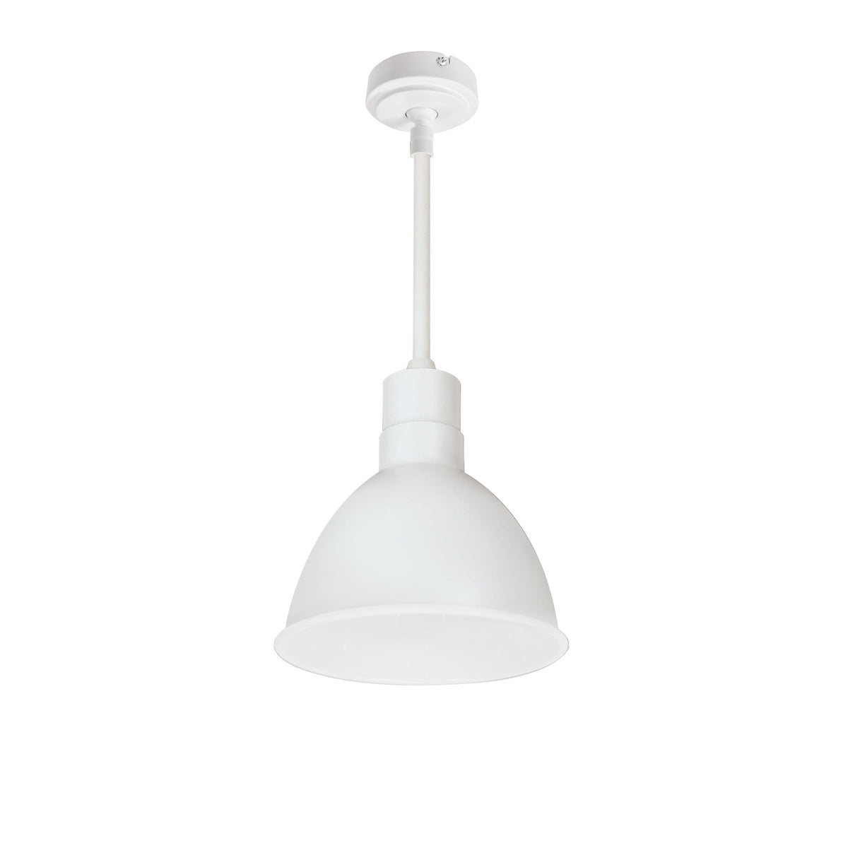 8" RLM 96" Stem Mounted LED Shade, 2200lm, 3500K, White, 120V 0-10V/Triac/ELV & 277V 0-10V Dimming