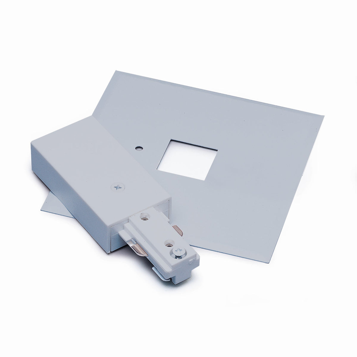 Live End Feed with Cover for One-Circuit Track, Silver Finish