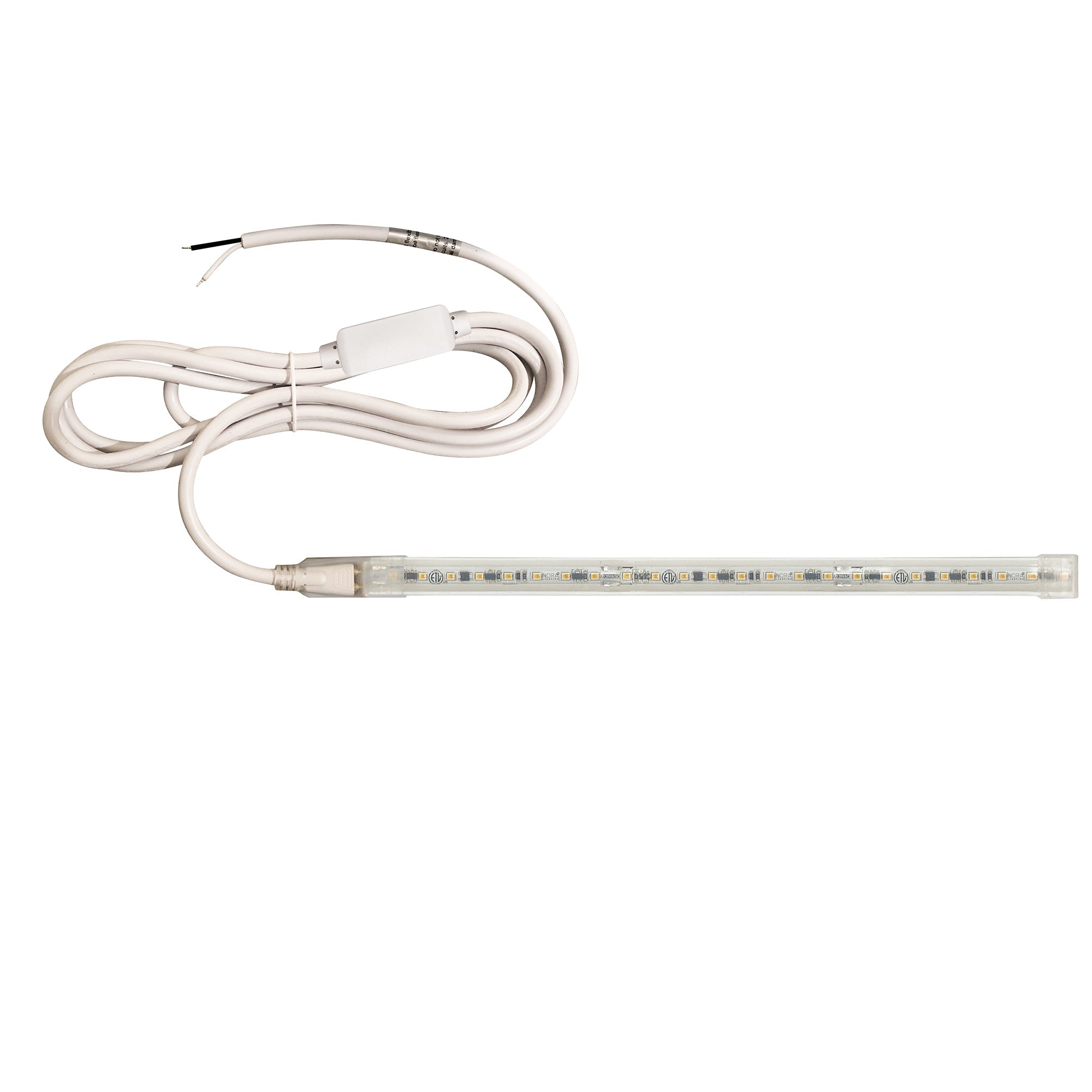 Nora NUTP13-W16-8-12-930/HWSP Custom Cut 16-ft, 8-in 120V Continuous LED LED Tape Light, 330lm / 3.6W per foot, 3000K, w/ Mounting Clips and 8 ft Hardwired Power Cord w/ Surge Protector