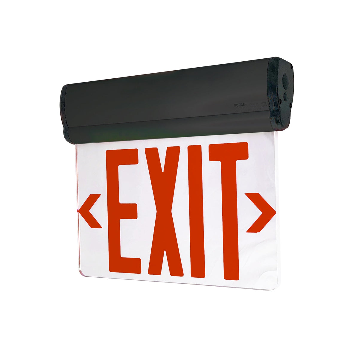 Surface Adjustable LED Edge-Lit Exit Sign, 2 Circuit, 6" Red Letters, Single Face / Mirrored Acrylic, Black Housing
