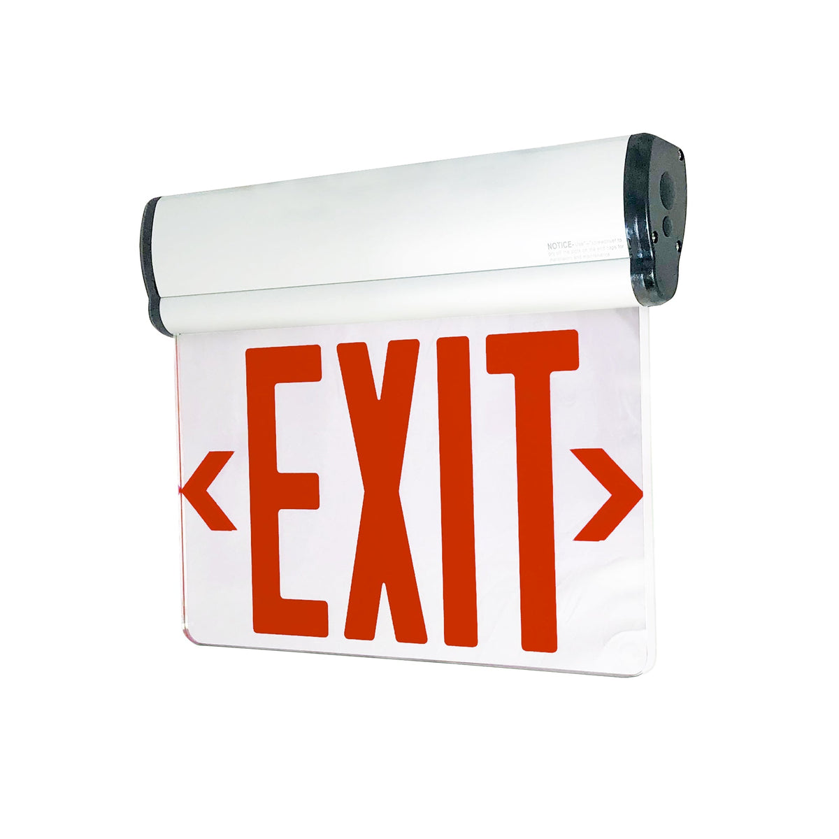 Surface Adjustable LED Edge-Lit Exit Sign, AC Only, 6" Red Letters, Single Face / Mirrored Acrylic, White Housing