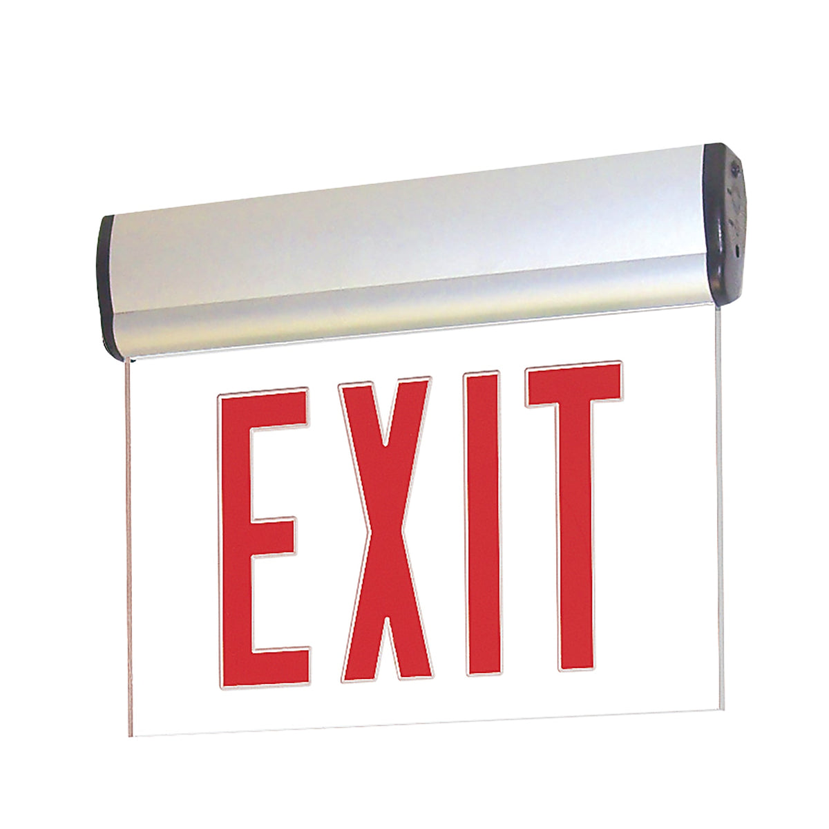 Surface Adjustable LED Edge-Lit Exit Sign, Battery Backup, 6" Red Letters, Single Face / Clear Acrylic, Aluminum Housing