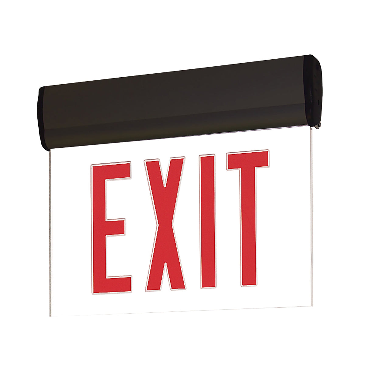 Surface Adjustable LED Edge-Lit Exit Sign, 2 Circuit, 6" Red Letters, Single Face / Clear Acrylic, Black Housing