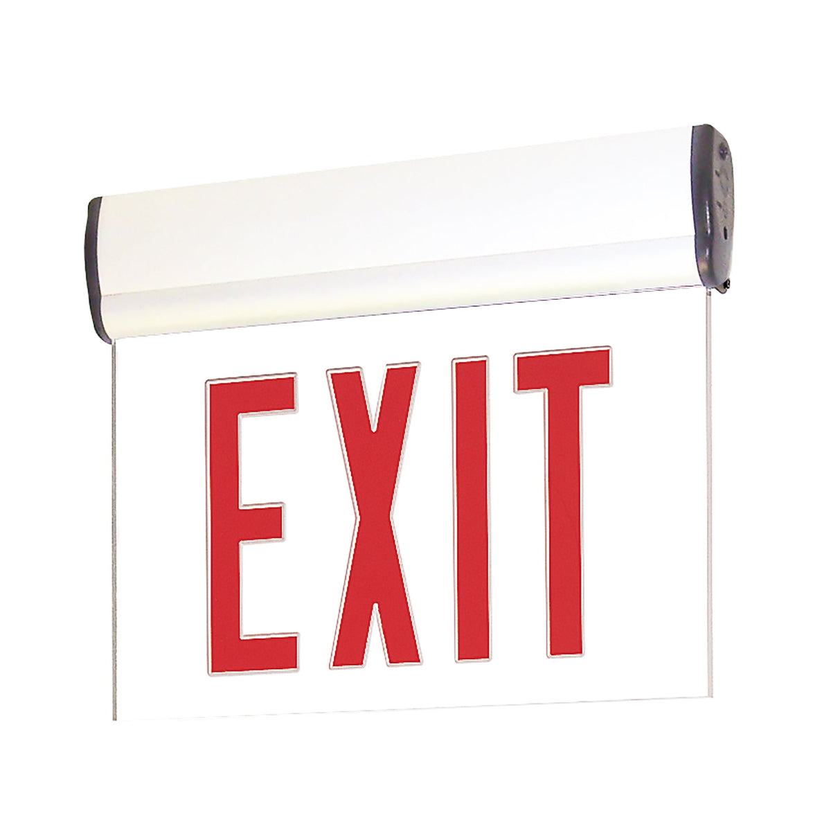 Surface Adjustable LED Edge-Lit Exit Sign, AC Only, 6" Red Letters, Single Face / Clear Acrylic, White Housing