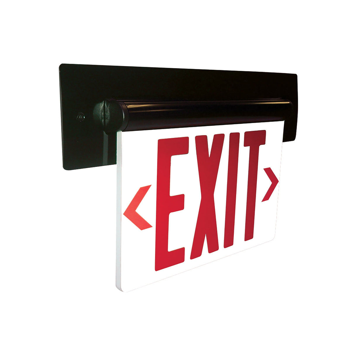Recessed Adjustable LED Edge-Lit Exit Sign, AC Only, 6" Red Letters, Single Face / Mirrored Acrylic, White Housing