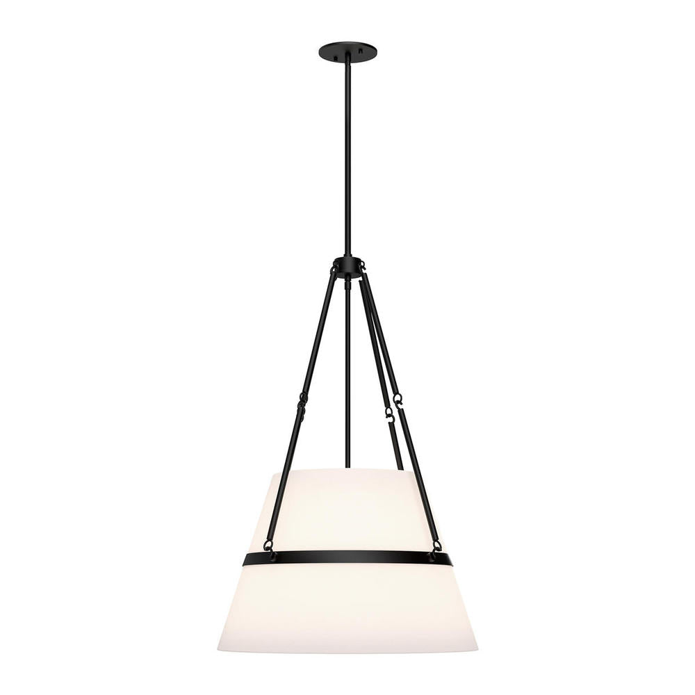 ALORA MOOD Lighting PD546719MBWL Pendant, 1 Light, Matte Black/White Linen