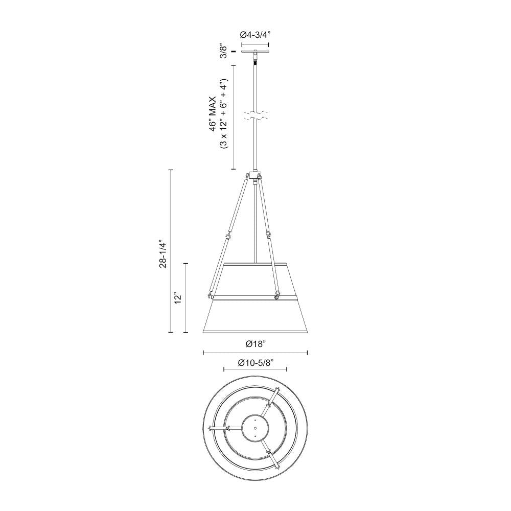 ALORA MOOD Lighting PD546719MBWL Pendant, 1 Light, Matte Black/White Linen