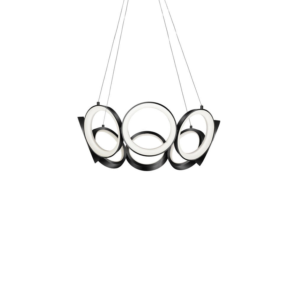 Kuzco Oros 24-in Black LED Chandelier, UL Damp Rated, Black