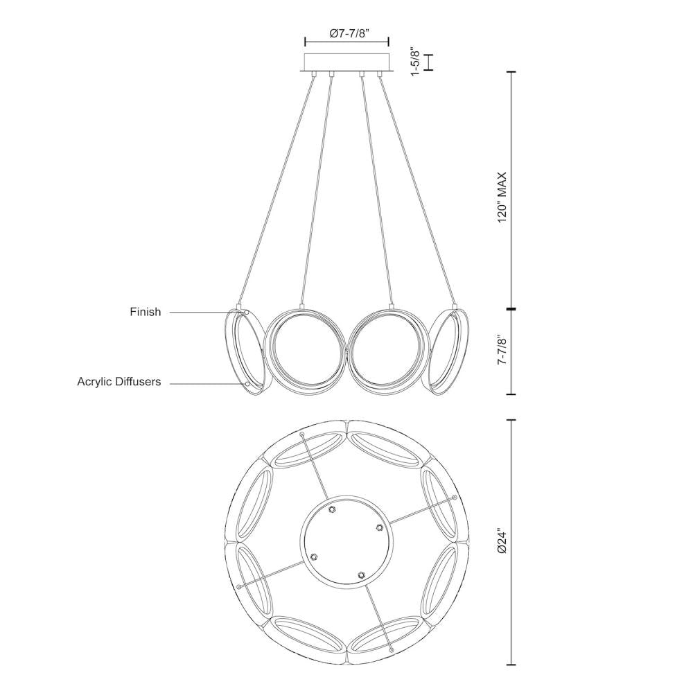 Kuzco Oros CH94824-AN Chandelier, Antique Brass