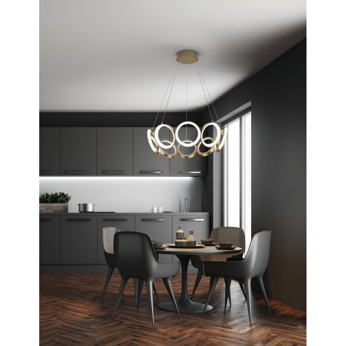 Kuzco Oros 29-in Antique Brass LED Chandeliers, Antique Brass