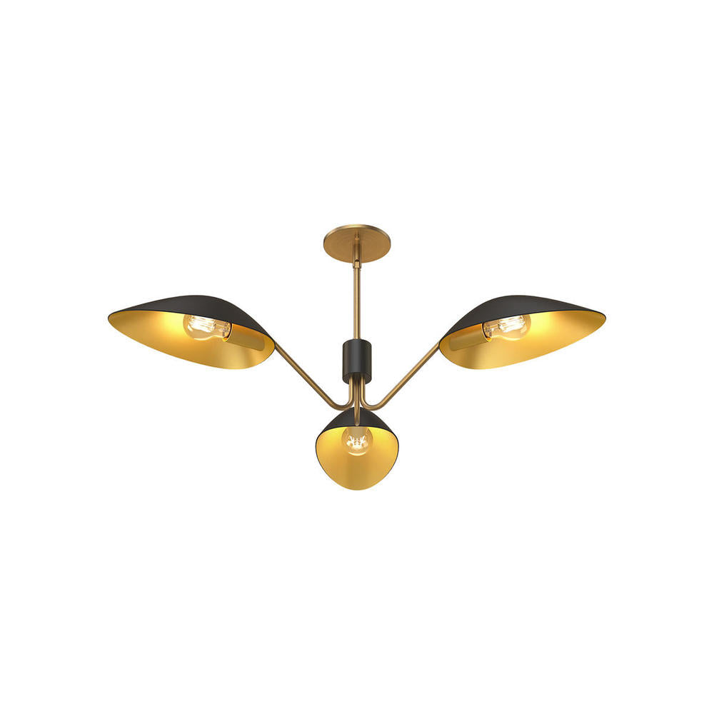 Alora Mood Lighting PD550336MBAG Pendant Light, 3 Lights, Aged Gold/Matte Black