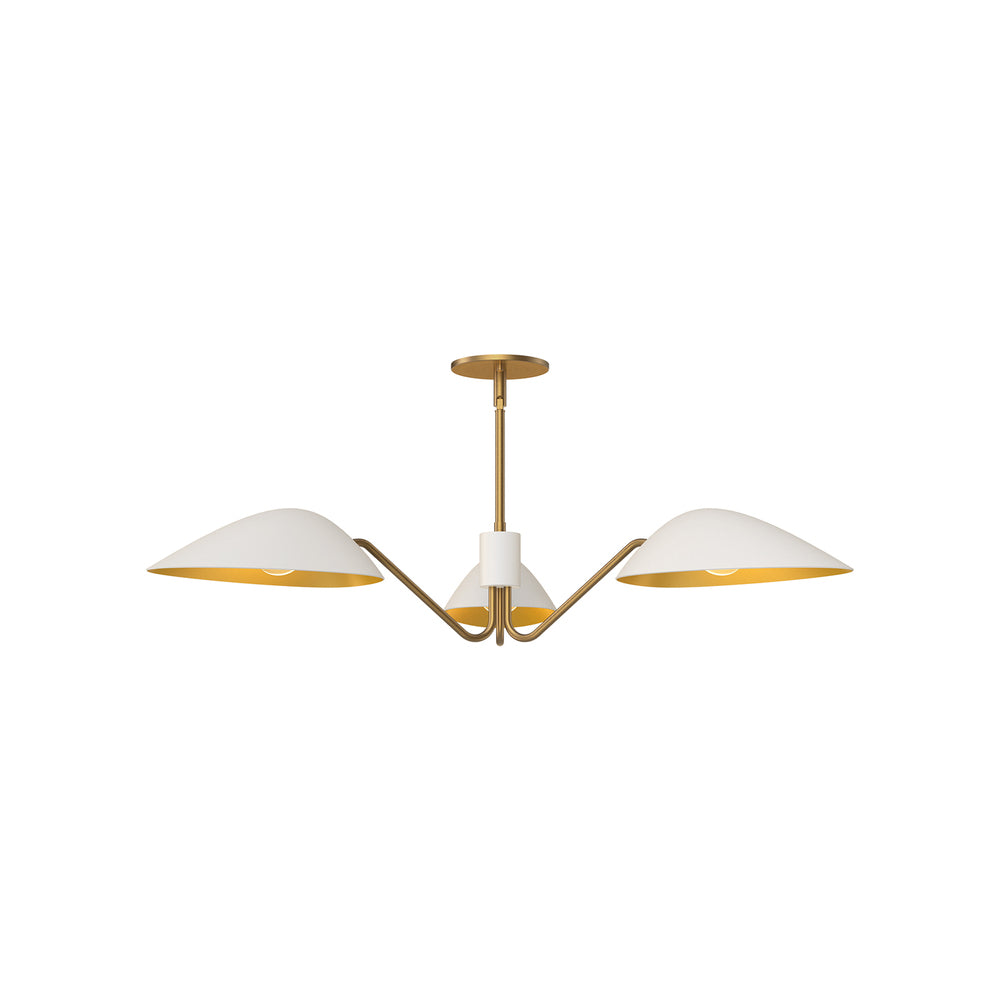 ALORA MOOD Lighting PD550336WHAG Oscar 36-in Pendant, 3 Lights, Modern Curves, Aged Gold/White
