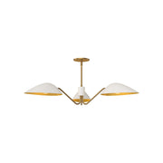 ALORA MOOD Lighting PD550336WHAG Oscar 36-in Pendant, 3 Lights, Modern Curves, Aged Gold/White