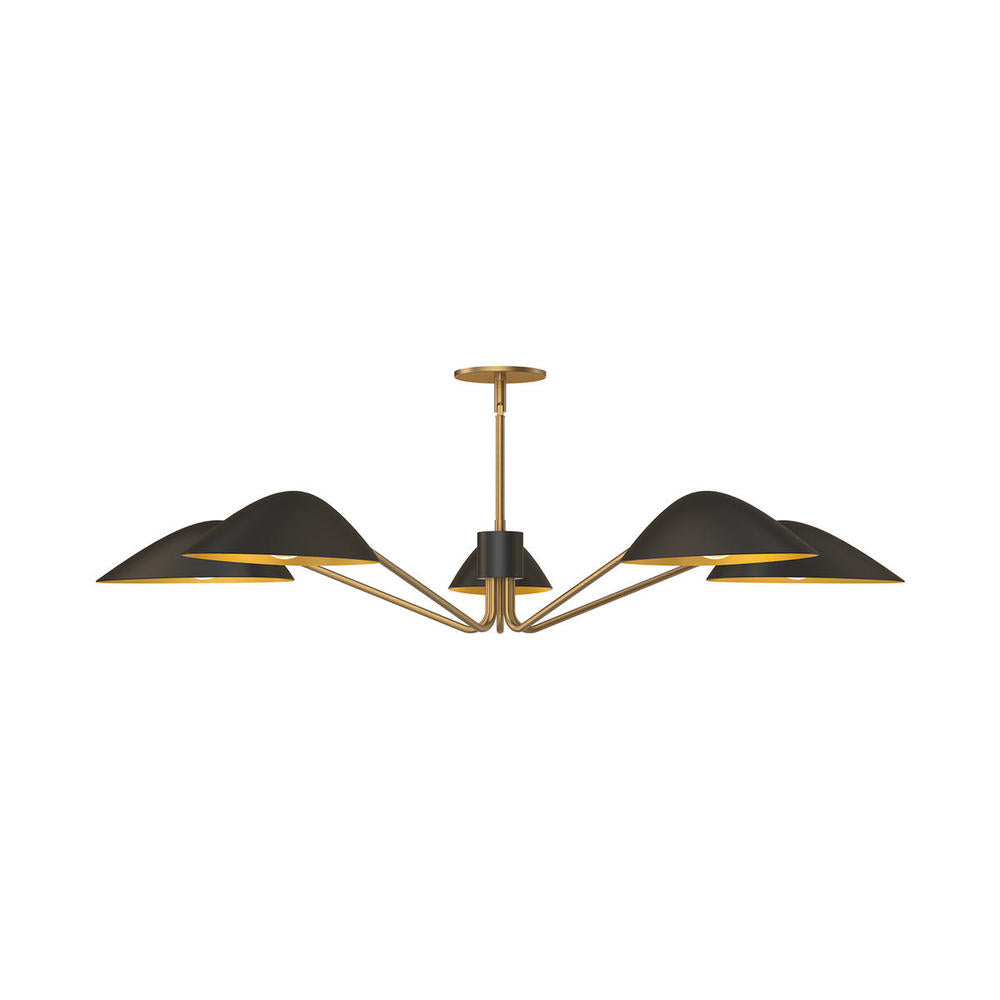 ALORA MOOD Lighting PD550545MBAG Pendant, 5 Lights, Aged Gold/Matte Black