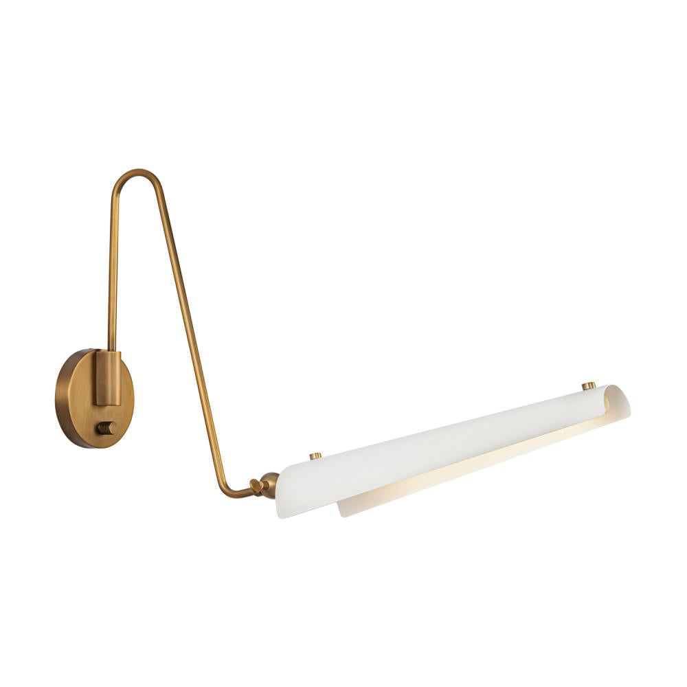 ALORA Lighting Osorio WV347104MWVB Vanity Light Fixture, UL Damp Rated, Matte White/Vintage Brass