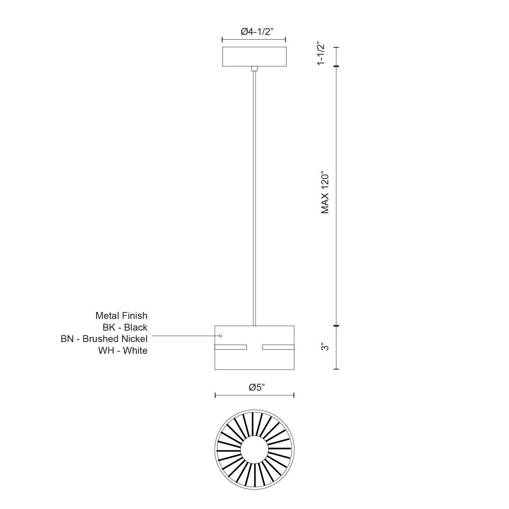 Kuzco Oxford PD6705-WH-UNV Pendant, 20W, Single LED, White