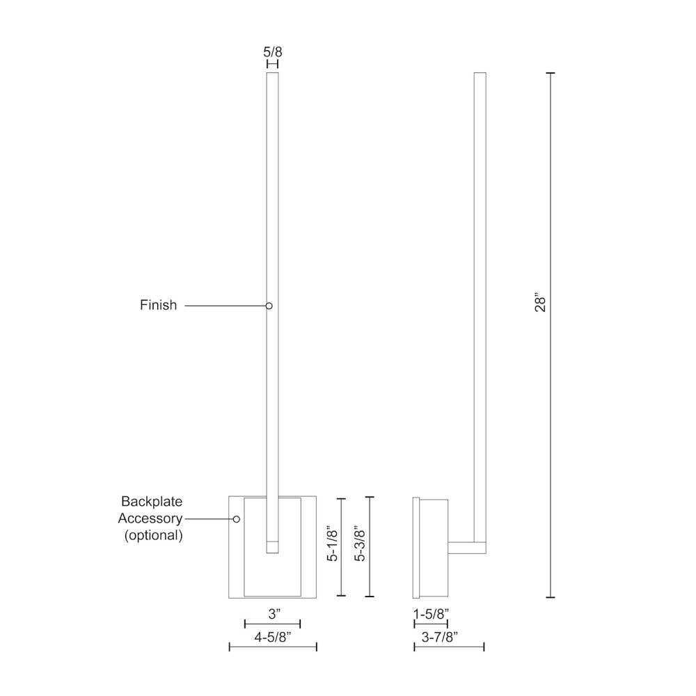 Kuzco Lighting WS25125 Wall Sconce, UL Damp Rated, Brushed Nickel