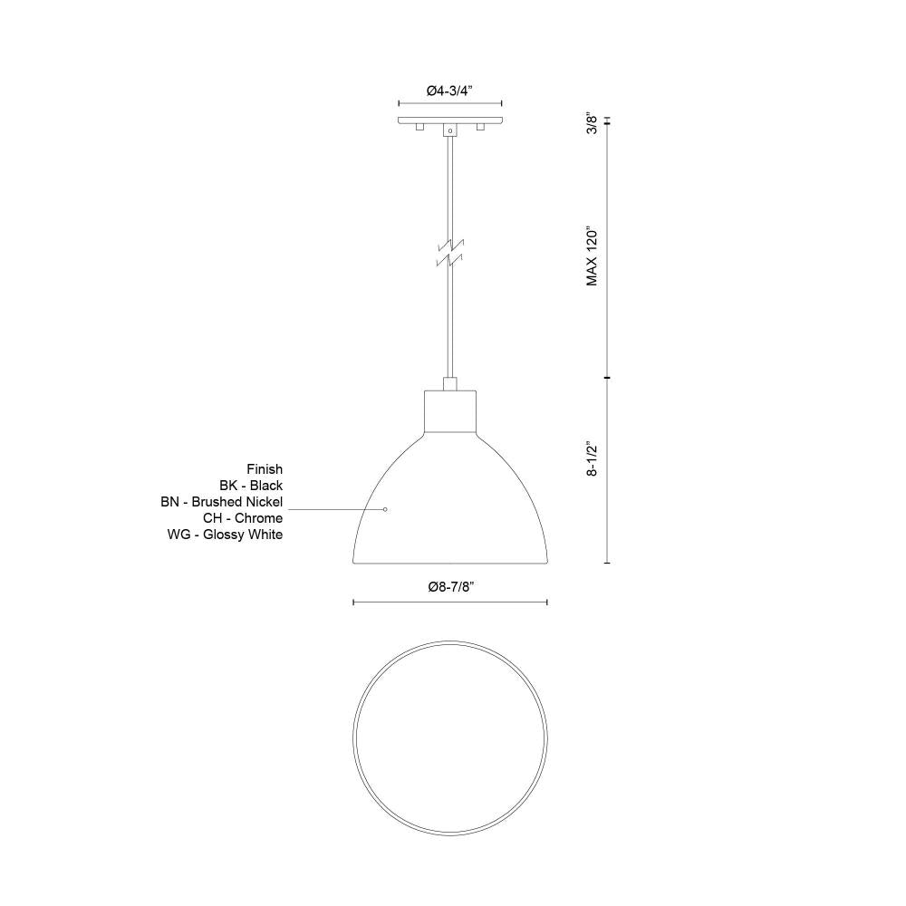 Kuzco Chroma PD1709-WG Pendant, LED, Glossy White