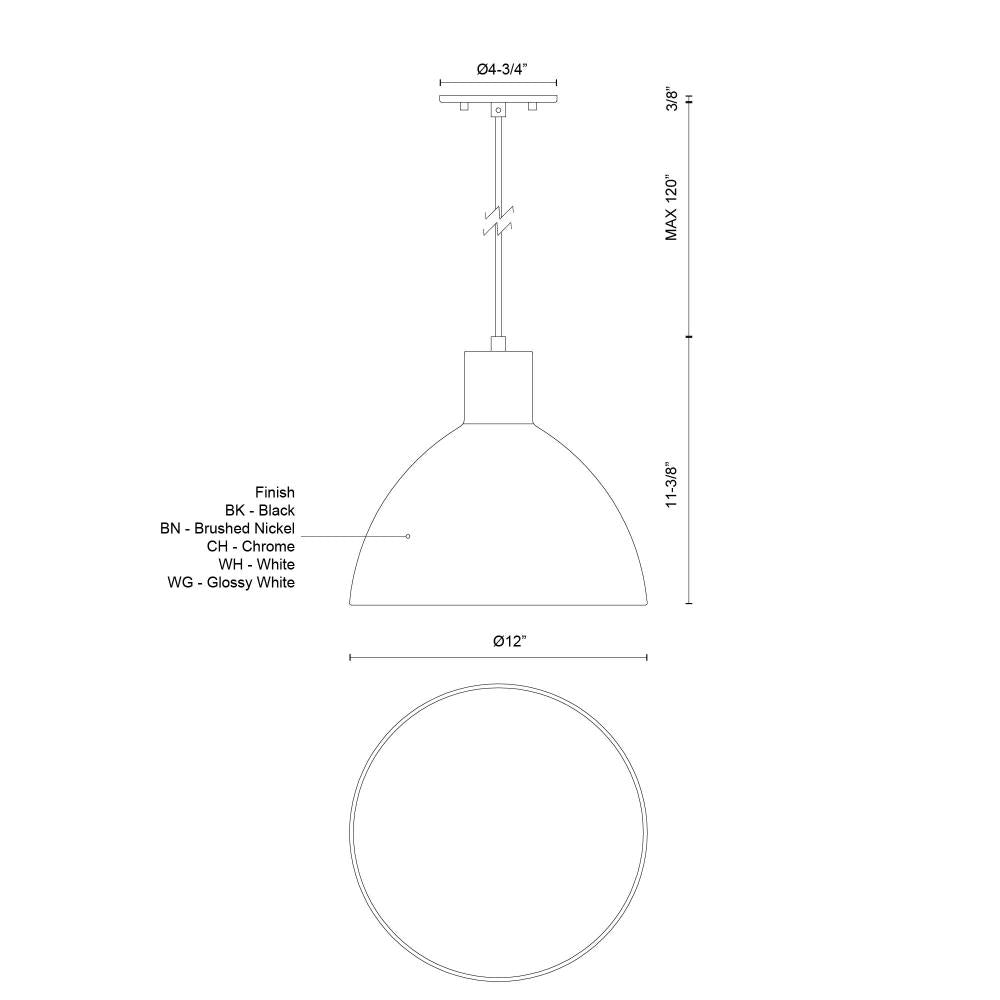 Kuzco PD1712-WG Pendant, ChromaLED, 13W, White