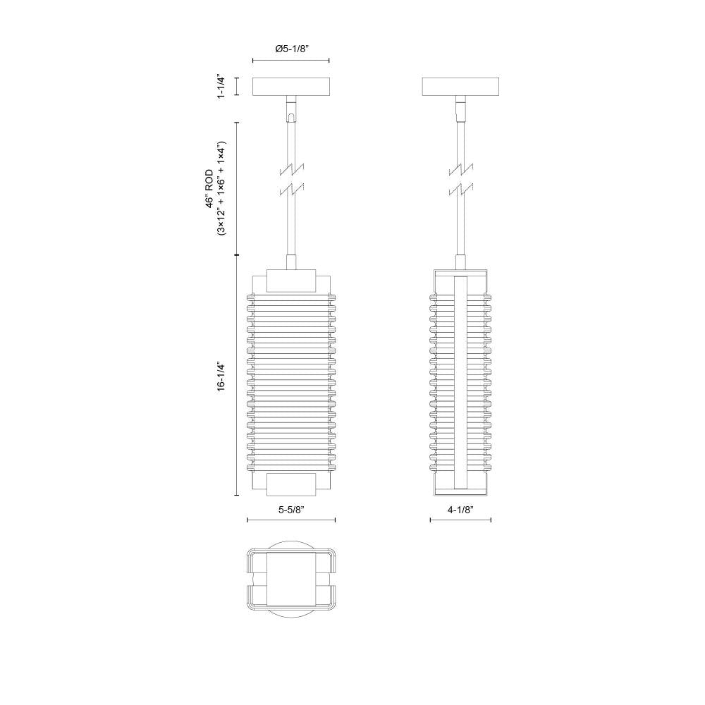ALORA Lighting PD374316UBCR-UNV Pendant, Urban Bronze/Ribbed Glass