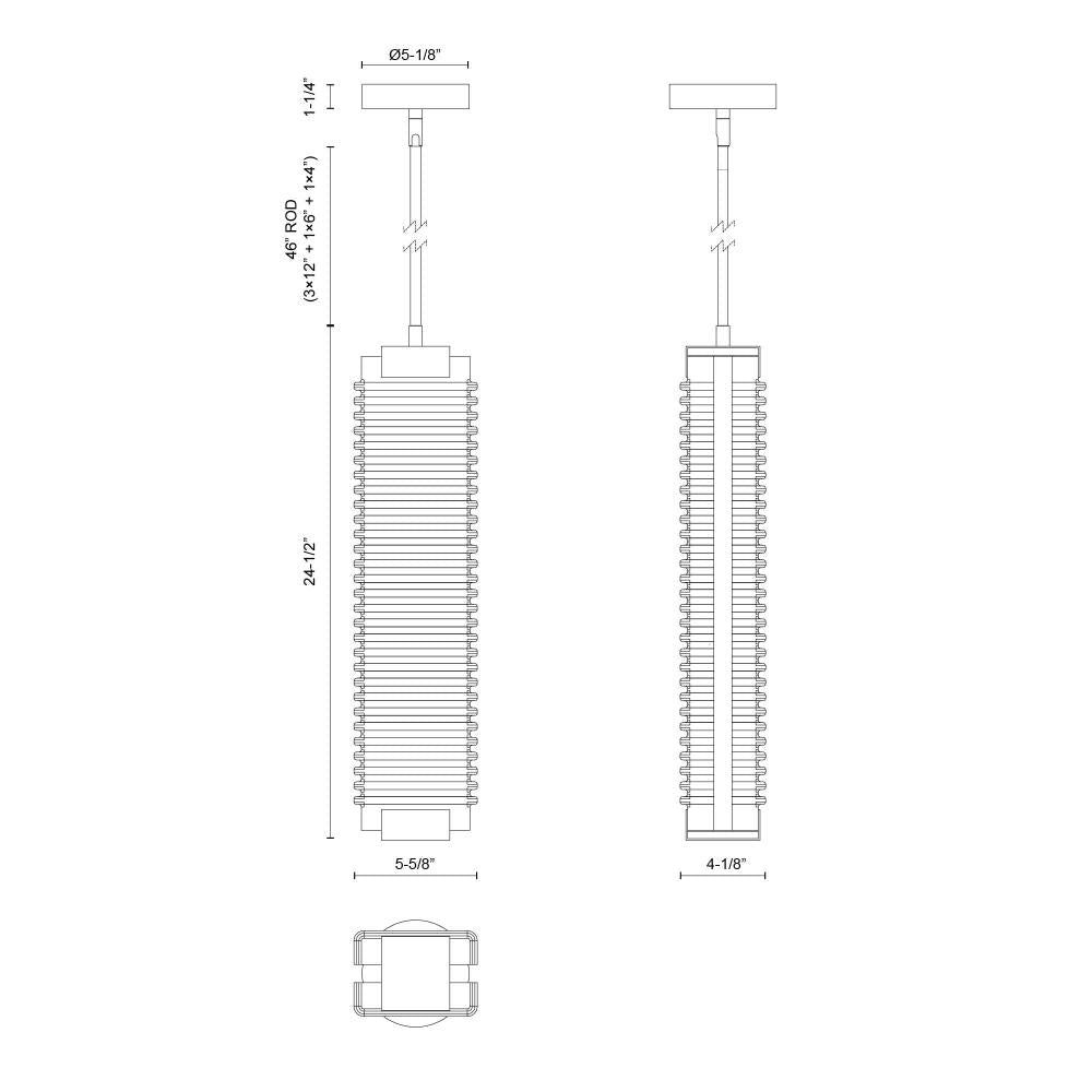 ALORA Lighting PD374624UBCR-UNV Pendant, Urban Bronze/Ribbed Glass