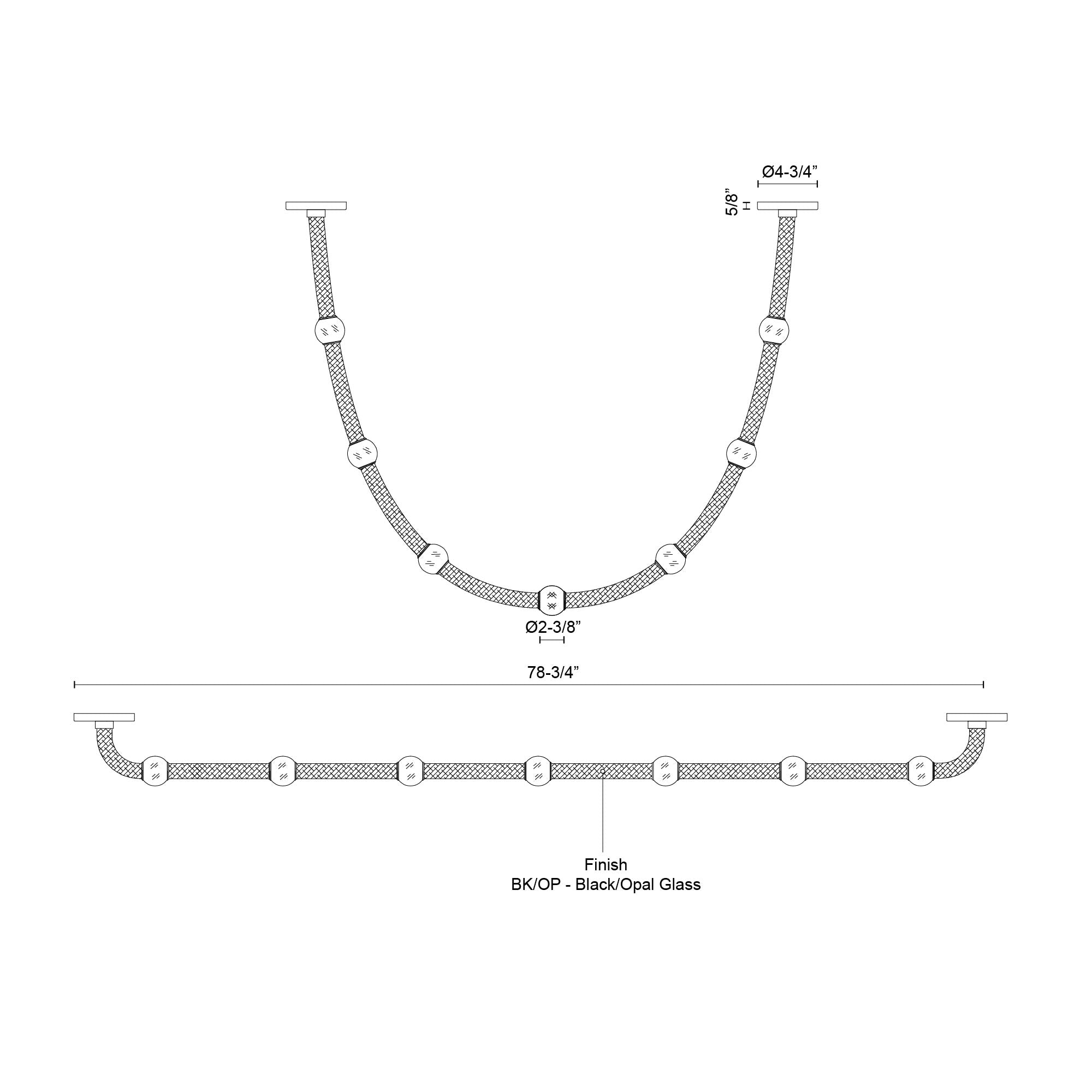 Kuzco Corda PD39307-BK/OP-UNV-RT Pendant, LED, Black/Opal Glass
