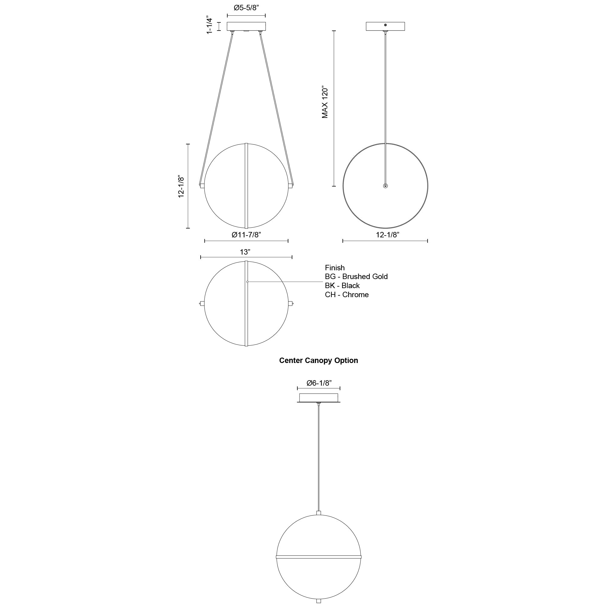 Aries, Pendant, 12.12" – Chrome – PD76712-CH-UNV