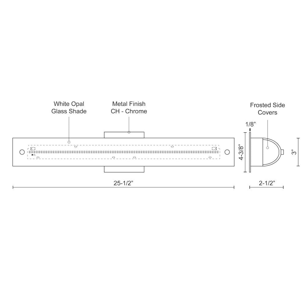 Kuzco Lighting 601003CH-LED Vanity Light Fixture, UL Damp Rated, Chrome