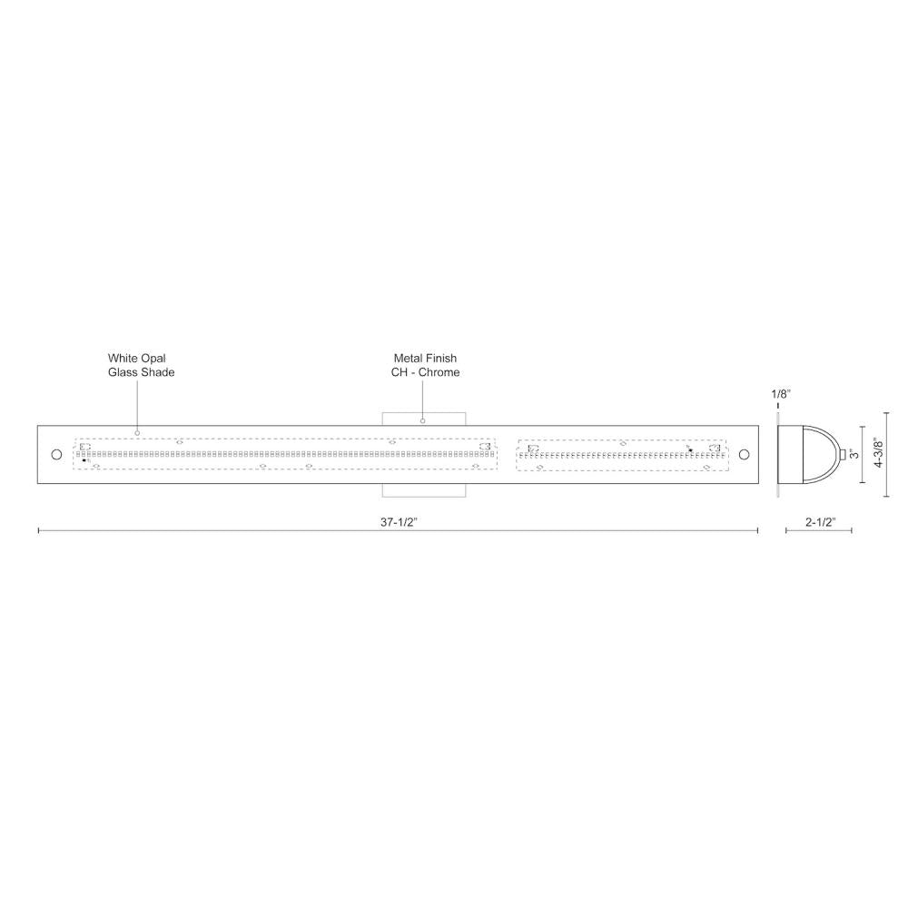 Kuzco Lighting 601004CH-LED Vanity Light Fixture, UL Damp Rated, Chrome
