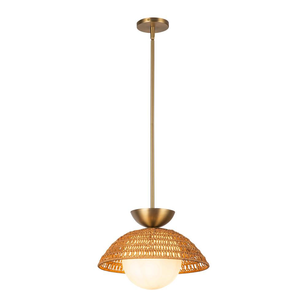 ALORA MOOD Lighting PD490114BGOP Pendant, 1 Light, Brushed Gold/Opal Glass
