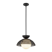 ALORA MOOD Lighting PD490114MBOP Pendant Light Fixture, 1 Light, Matte Black/Opal Glass