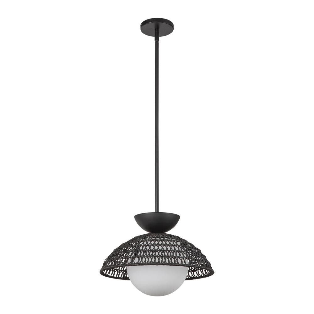 ALORA MOOD Lighting PD490114MBOP Pendant Light Fixture, 1 Light, Matte Black/Opal Glass