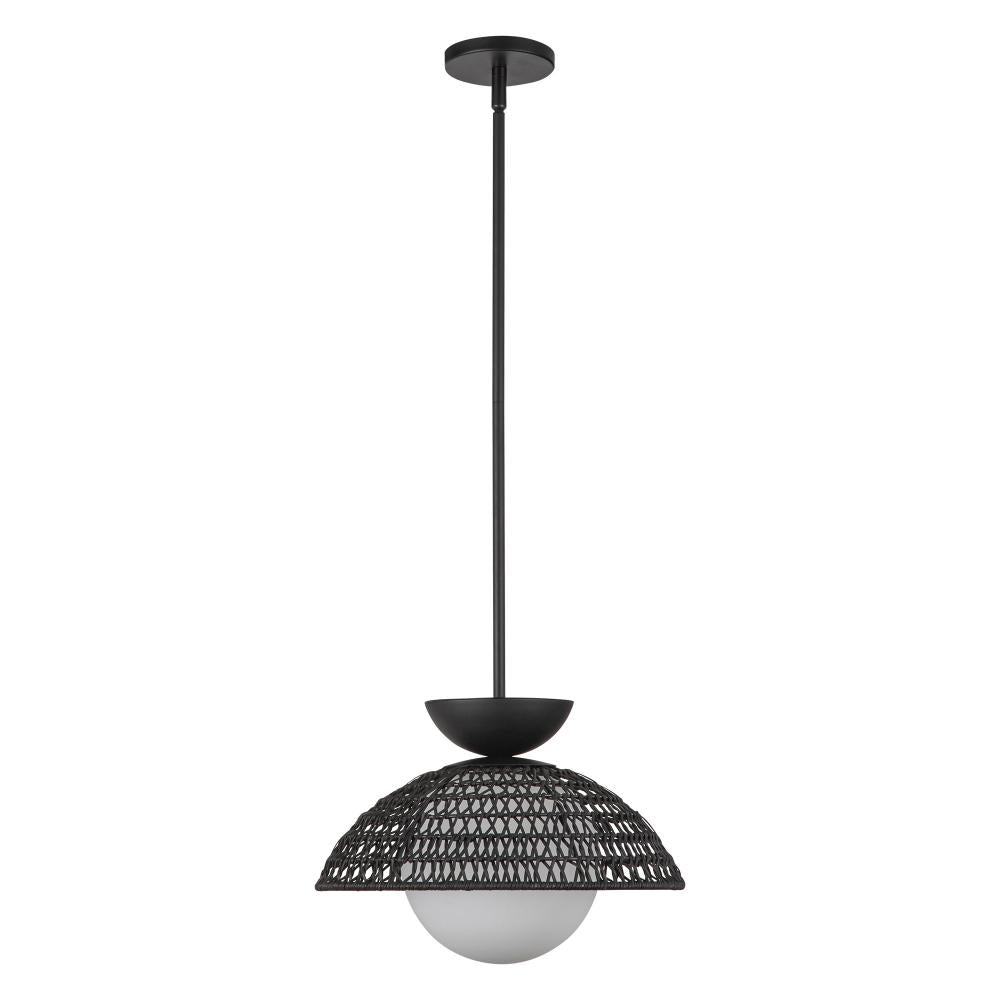 ALORA MOOD Lighting PD490114MBOP Pendant Light Fixture, 1 Light, Matte Black/Opal Glass