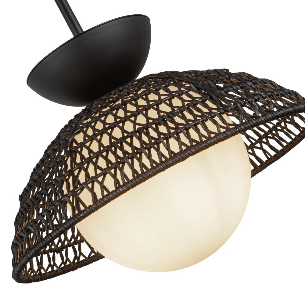 ALORA MOOD Lighting PD490114MBOP Pendant Light Fixture, 1 Light, Matte Black/Opal Glass