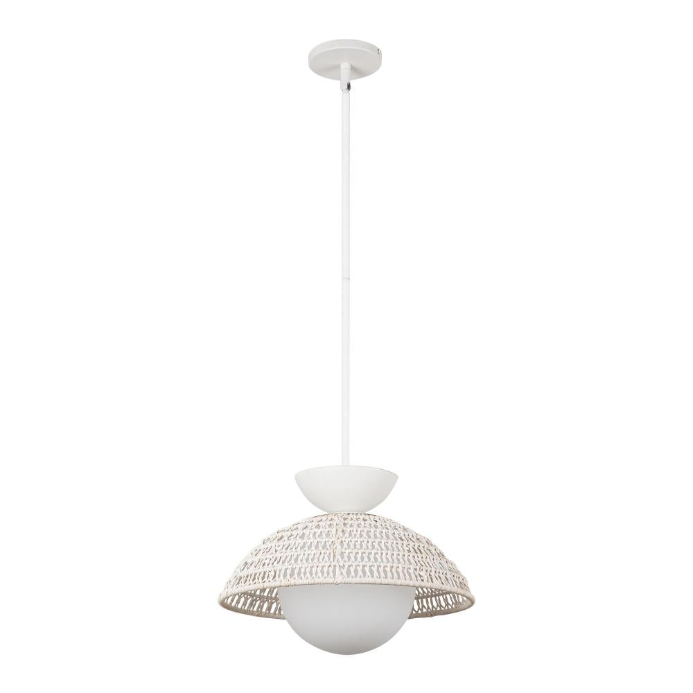 ALORA MOOD Lighting PD490114WHOP Pendant Light Fixture, UL Damp Rated, White/Opal Glass